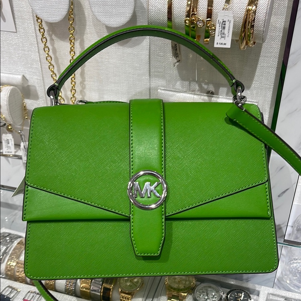 Michael Kors Greenwich Medium Saffiano Leather Satchel Crossbody Shoulder Bag - Picture 1 of 16